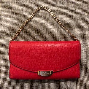 Kate Spade Red Clutch with Detachable Gold Strap